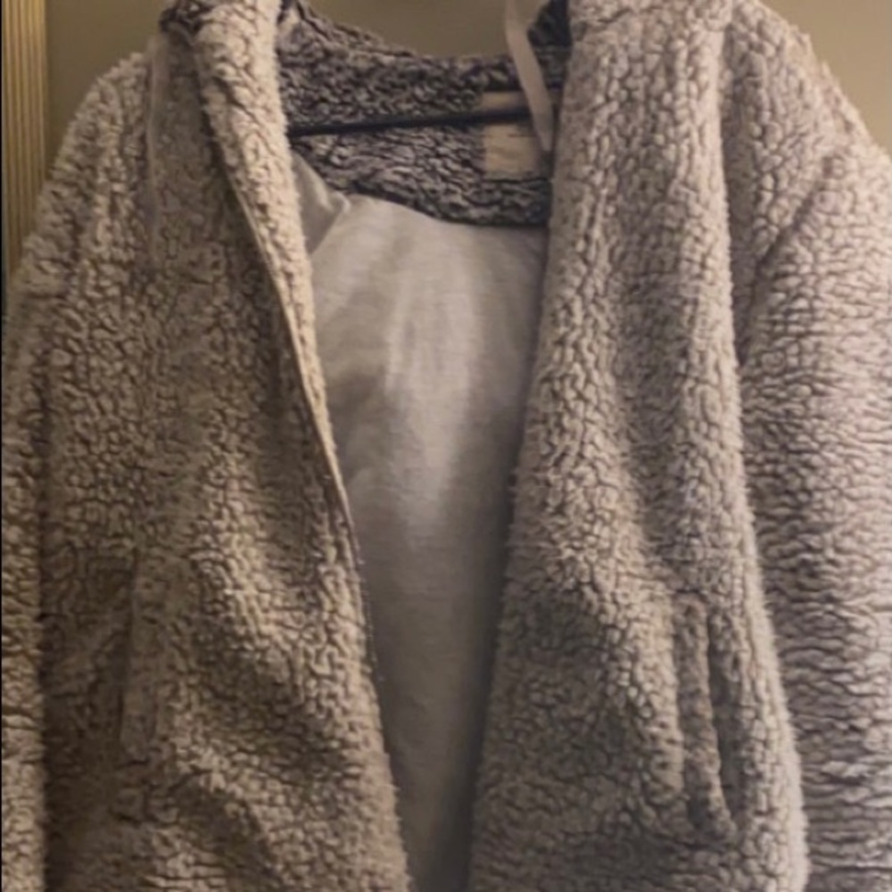 Grey/White Fluffy Coat